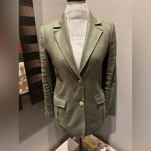 NWT Elie Tahari Olive Green Linen Blazer